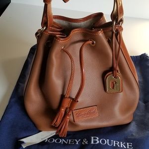 Dooney Bourke Tan Leather Drawstring Bag